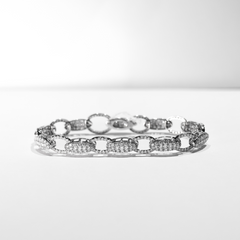 Unisex Studded Link Paved Eternity Diamond Bracelet 14kt