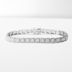 Princess Cut Solitaire Halo Eternity Diamond Bracelet 14kt
