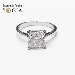2.01ct E SI2 Princess Cut Diamond Engagement Ring 18kt GIA Certified