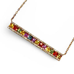 #LoveLVNA | Rose Rainbow Sapphire Gemstones Diamond Necklace 18kt