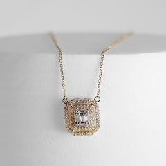 Golden Emerald Diamond Necklace 14kt