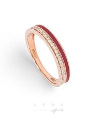 #LVNA2024 | Classic Round Rose Red Enamel Paved Diamond Ring 18kt