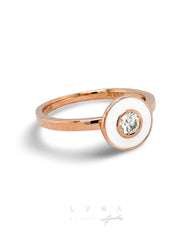 #LVNA2024 | 0.30ct Classic Round Rose White Enamel Diamond Ring 18kt