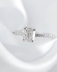 1.22cts L SI2 Radiant Cut Center Paved Diamond Engagement Ring 14kt GIA Certified