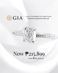 1.22cts L SI2 Radiant Cut Center Paved Diamond Engagement Ring 14kt GIA Certified