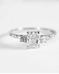 1.41cts J SI2 Radiant Brilliant Solitaire Paved Diamond Engagement Ring 14kt GIA Certified