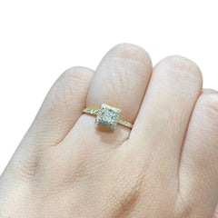 0.91cts I SI2 Cushion Halo Paved Diamond Engagement Ring 14kt GIA Certified