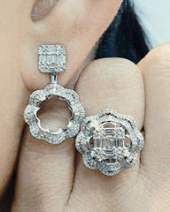 CLEARANCE BEST | Floral Baguette Diamond Jewelry Set 14kt