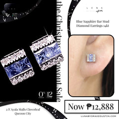 #LoveLVNA | Blue Sapphire Bar Stud Diamond Earrings 14kt