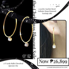 #LVNA2024 | 0.50cttw Asscher Bezel Solitaire Hoop Diamond Earrings 18kt