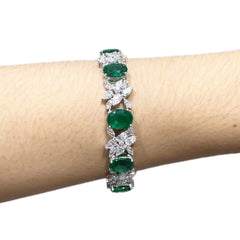 “The Veronica” LVNA Signatures Colombian Emerald Marquise Cluster Deco Diamond Necklace Choker & Bracelet 18kt | (Acquired)