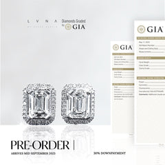 1.00ct/1.00ct KL SI2 Emerald Paved Stud Solitaire Diamond Earrings GIA Certified