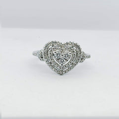 Double Halo Heart Diamond Ring 14kt