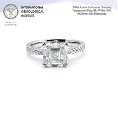 2.85cts I SI2 Asscher Diamond Engagement Ring 18kt IGI Certified