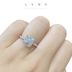 2.85cts I SI2 Asscher Diamond Engagement Ring 18kt IGI Certified