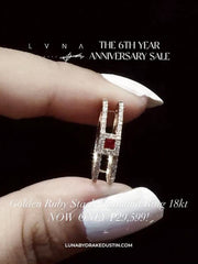#ThePromise | Golden Ruby Gemstones Double Half Eternity Diamond Ring 18kt