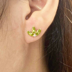 #LVNA2024 |  Golden Peridot Floral Stud Gemstones Diamond Earrings 18kt