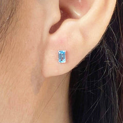 #LVNA2024 | Natural Blue Topaz Emerald Gem Grade Topaz Gemstone Stud Earrings 18kt