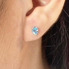 #LVNA2024 |  Oval Blue Topaz Gemstones Stud Diamond Earrings 18kt | #TheSALE