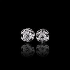 0.40cts Round Solitaire Stud Diamond Earrings 18kt