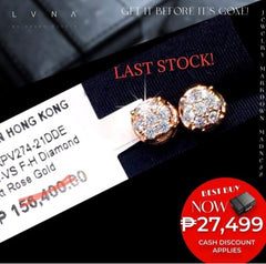Rose Classic Stud Diamond Earrings 14kt