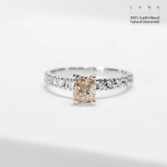 1.00ct Fancy Rare Pink Colored Cushion Paved Diamond Engagement Ring 18kt LVNA Signatures™️
