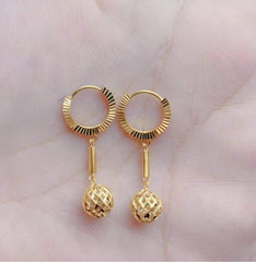 GLD | 18K Golden Circle Drop Hoop Earrings
