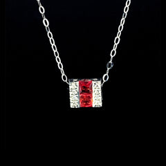 PRICEDROP! | Classic Red Sapphire Bar Gemstones Diamond Necklace 14kt