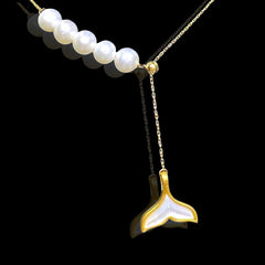 GLD|珐琅美人鱼珍珠项链 18kt 黄金