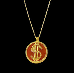 GLD | 18K Golden Dollar Sign Pendant Necklace