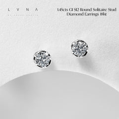 #LVNA2024 | 1.45cts GI SI2 Round Solitaire Stud Diamond Earrings 18kt