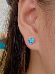 Blue Heart Gemstones Topaz Diamond Earrings 18kt