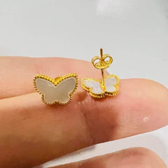 GLD | 18K Golden Mother of Pearl Butterfly Stud Earrings