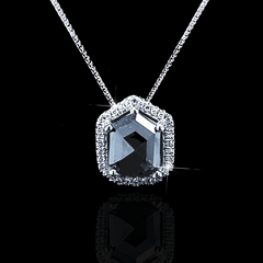 3.8ct Trapezoid Black Colored Diamond Necklace 18kt | LVNA Signatures