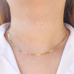 GLD | 18K Golden Paperclip Chain Necklace 16-18”
