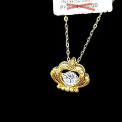 Golden Pendant Crown Dancing Diamond Necklace 18kt 16-18”