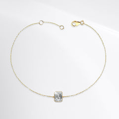 Emerald Bezel Solitaire Diamond Bracelet 18kt
