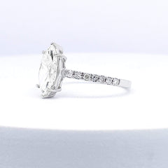1.39cts L VS1 Marquise Center Paved Diamond Engagement Ring 14kt IGI Certified CLR