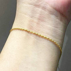 5 年 GLD |男女通用金色绳链手链 18kt 7”- 7.5”