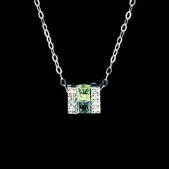 #LoveIVANA | #BuyNow | Classic Green Sapphire Bar Gemstones Diamond Necklace 14kt