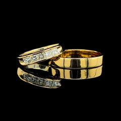 Made-To-Order | Golden Princess Cut Diamond Ring Wedding Bands 14kt