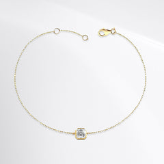 Asscher Bezel Solitaire Diamond Bracelet 18kt