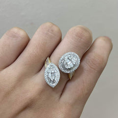 Brilliant Twin Shape Crossover Diamond Ring 14kt