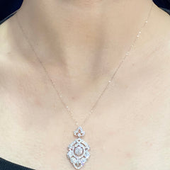 Floral Baguette Deco Diamond Necklace 18kt