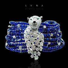Panther Beads 사파이어 &amp; 다이아몬드 브레이슬릿 18kt