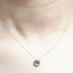 10.10 | Gld Heart Pendant Dancing Diamond Necklace 18Kt 16-18