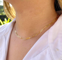 GLD | 18K Golden Paperclip Chain Necklace 16-18”