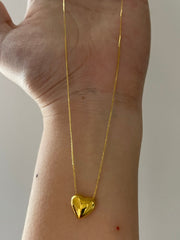 GLD | Golden Heart Necklace Foxtail Chain 18” 18kt