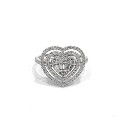 CLEARANCE BEST | Large Heart Halo Paved Diamond Ring 14kt