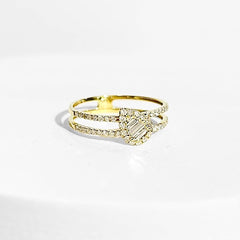 #ThePromise | #LoveLVNA | Golden Pear Baguette Half Eternity Stack Diamond Ring 18kt